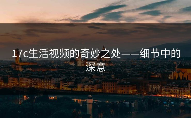 17c生活视频的奇妙之处——细节中的深意
