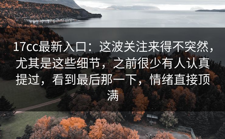 17cc最新入口：这波关注来得不突然，尤其是这些细节，之前很少有人认真提过，看到最后那一下，情绪直接顶满