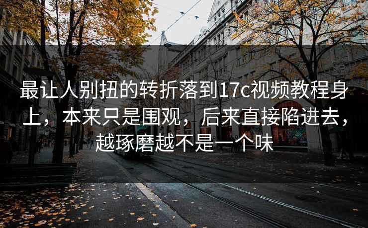 最让人别扭的转折落到17c视频教程身上，本来只是围观，后来直接陷进去，越琢磨越不是一个味
