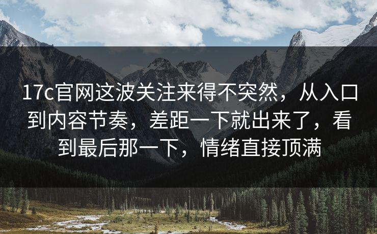 17c官网这波关注来得不突然，从入口到内容节奏，差距一下就出来了，看到最后那一下，情绪直接顶满