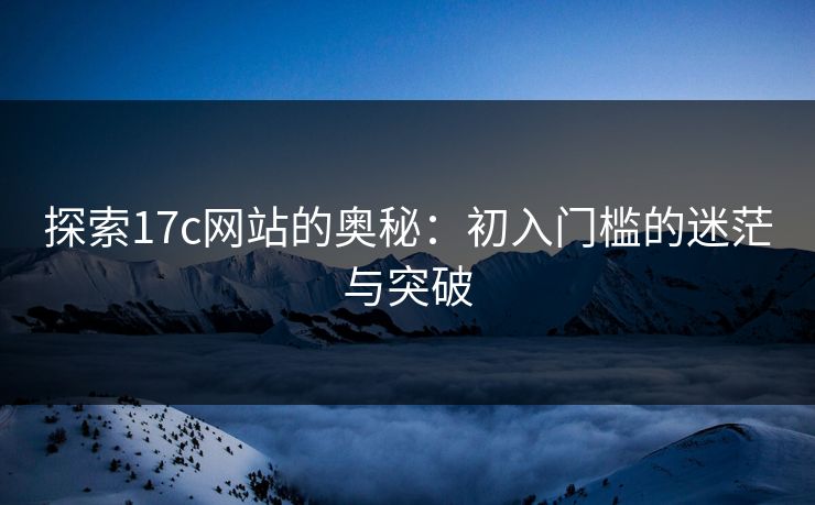 探索17c网站的奥秘：初入门槛的迷茫与突破