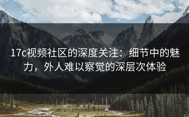17c视频社区的深度关注：细节中的魅力，外人难以察觉的深层次体验