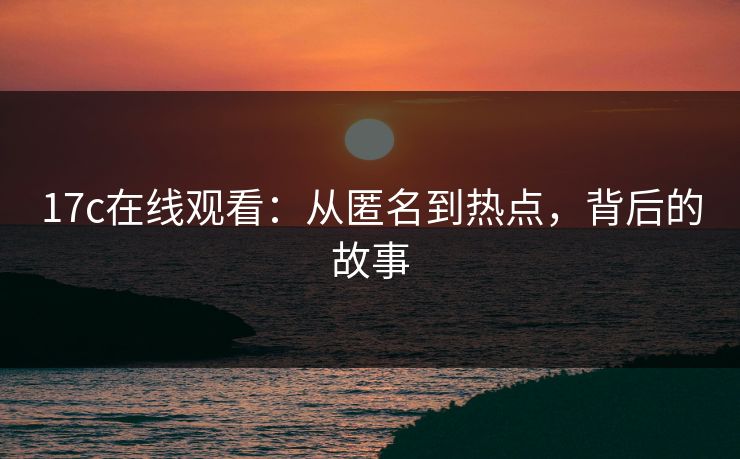 17c在线观看：从匿名到热点，背后的故事