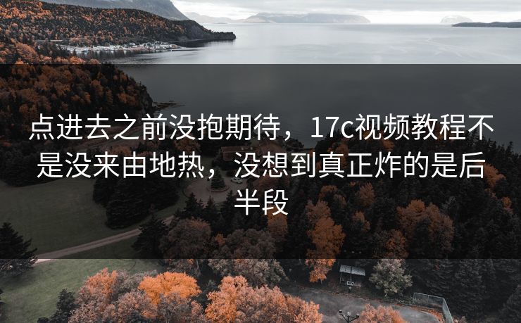 点进去之前没抱期待,17c视频教程不是没来由地热,没想到真正炸的是后半段 点进去之前没抱期待,17c视频教程不是没来由地热,没想到真正炸的是后半段