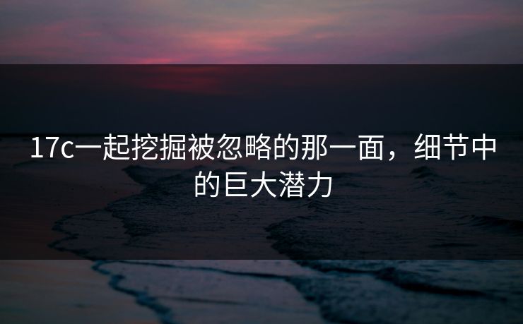 17c一起挖掘被忽略的那一面,细节中的巨大潜力 17c一起挖掘被忽略的那一面,细节中的巨大潜力