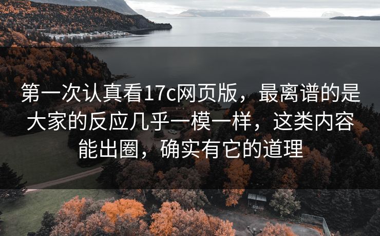 第一次认真看17c网页版，最离谱的是大家的反应几乎一模一样，这类内容能出圈，确实有它的道理