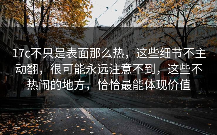 17c不只是表面那么热,这些细节不主动翻,很可能永远注意不到,这些不热闹的地方,恰恰最能体现价值 17c不只是表面那么热,这些细节不主动翻,很可能永远注意不到,这些不热闹的地方,恰恰最能体现价值