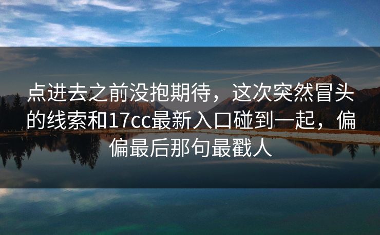点进去之前没抱期待，这次突然冒头的线索和17cc最新入口碰到一起，偏偏最后那句最戳人